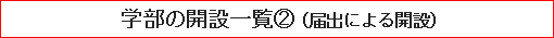 学部の開設一覧（2）（届出による開設）